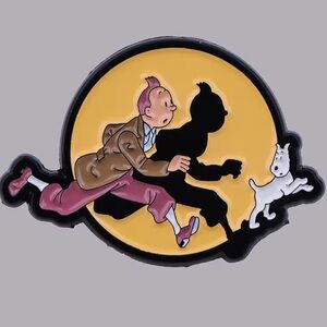 The Adventures of Tintin Enamel Metal Pin, Belgian Cartoon, Tintin & Snowy